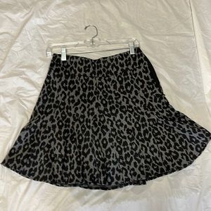 Ladies, gray and black animal print skirt